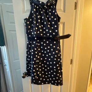 dressbarn Navy Polka Dot Midi Dress